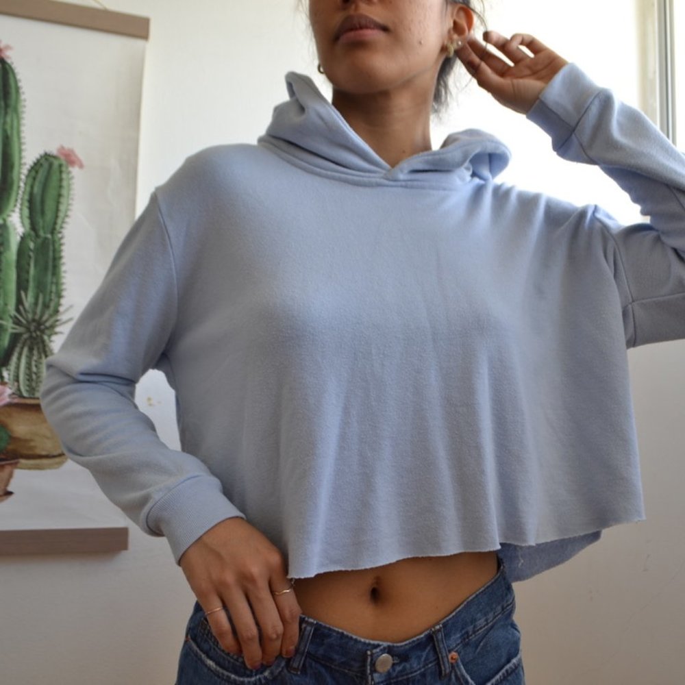 Brandy Melville Baby Blue Crop Hoodie